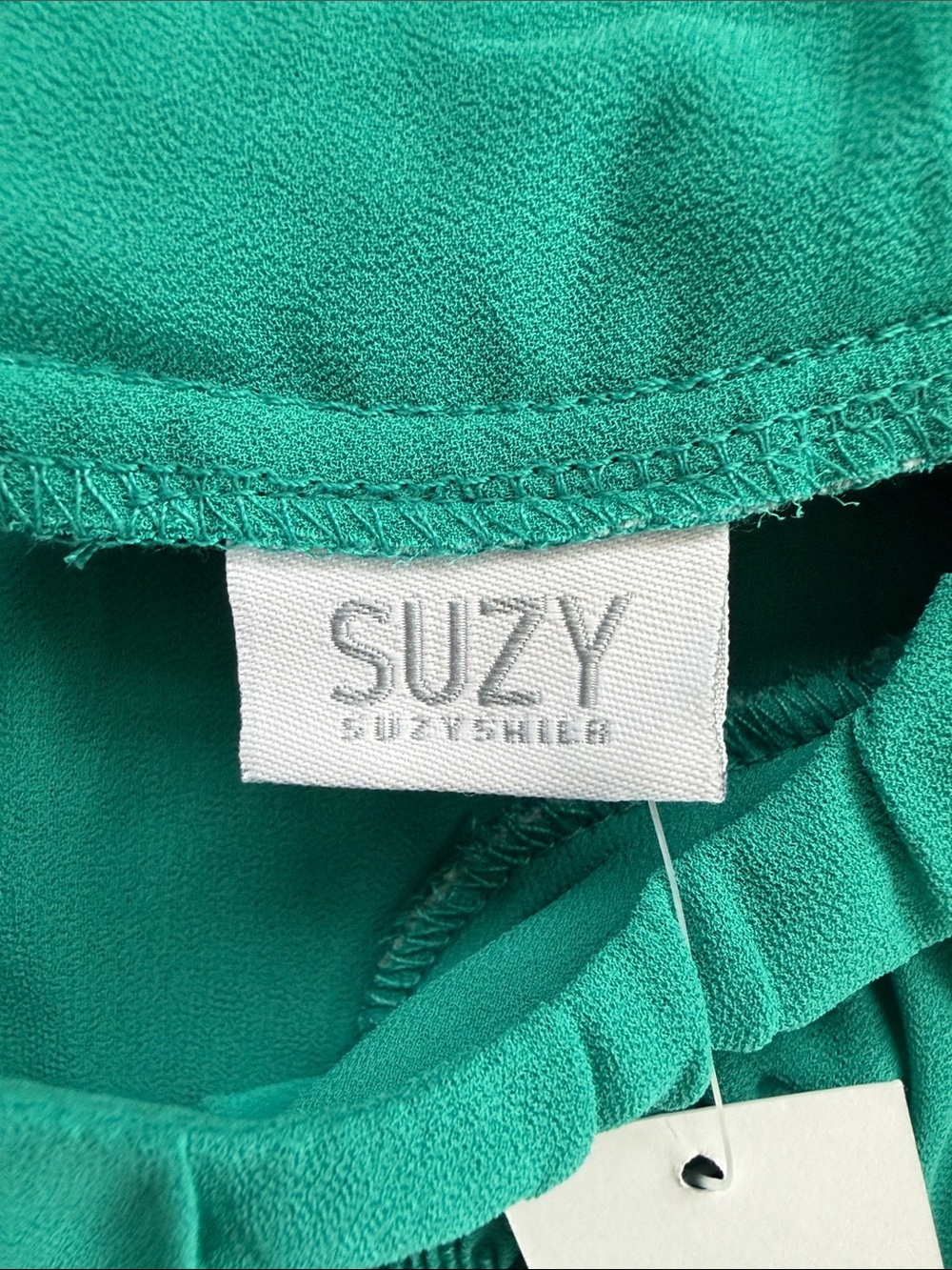 Teal Short-Sleeve Blouse - Gathered Yoke - Picture 7 of 8